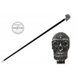 Pasotti Ombrelli 1956 - BA W333NE - Swarovski® Black Skull Stick - Luxury Artisan High Quality Stick