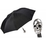 Pasotti Ombrelli 1956 - 64 PNT W33 - Skull Print Umbrella - Silver Skull - Luxury Artisan High Quality Umbrella