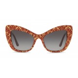 Dolce & Gabbana - Occhiale da Sole Cat-Eye in Acetato con Decoro “Cuore Sacro” - Damasco Oro - Dolce & Gabbana Eyewear