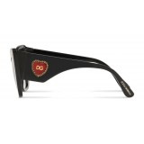 Dolce & Gabbana - Cat-Eye Acetate Sunglasses with "Sacred Heart" Decoration - Black - Dolce & Gabbana Eyewear