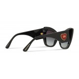 Dolce & Gabbana - Cat-Eye Acetate Sunglasses with "Sacred Heart" Decoration - Black - Dolce & Gabbana Eyewear