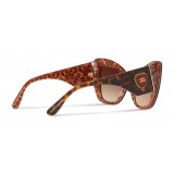 Dolce & Gabbana - Occhiale da Sole Cat-Eye in Acetato con Decoro “Cuore Sacro” - Havana Oro - Dolce & Gabbana Eyewear