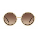 Dolce & Gabbana - Occhiale da Sole Rotondo con Profilo in Metallo “Cuore Sacro” - Oro e Havana - Dolce & Gabbana Eyewear