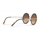 Dolce & Gabbana - Round Sunglasses with "Sacred Heart" Metal Profile - Gold & Havana - Dolce & Gabbana Eyewear