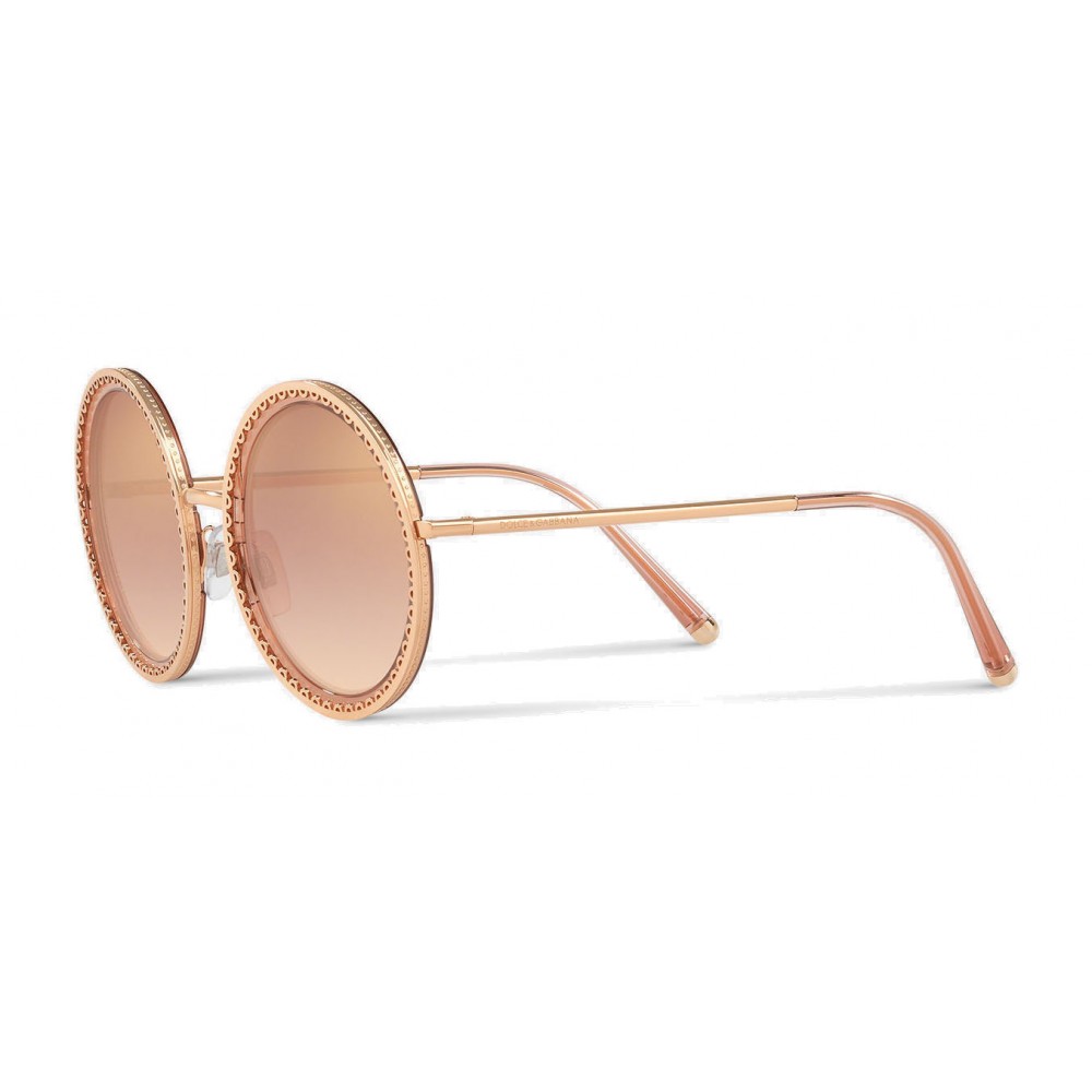Dolce & Gabbana - Round Sunglasses Plaque Logo - Rose Gold - Dolce &  Gabbana Eyewear - Avvenice