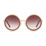 Dolce & Gabbana - Round Sunglasses with "Sacred Heart" Metal Profile - Gold Bordeaux - Dolce & Gabbana Eyewear
