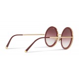 Dolce & Gabbana - Round Sunglasses with "Sacred Heart" Metal Profile - Gold Bordeaux - Dolce & Gabbana Eyewear