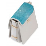 Aleksandra Badura - Candy Bag - Stingray & Calfskin Shoulder Bag - Turquoise and White Ice - Luxury High Quality Leather Bag