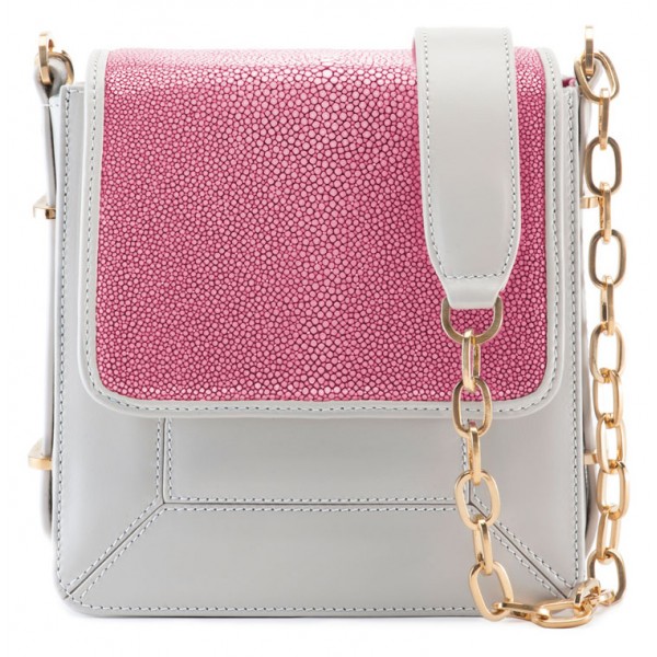 Aleksandra Badura - Candy Bag - Stingray & Calfskin Shoulder Bag - Pink and White Ice - Luxury High Quality Leather Bag