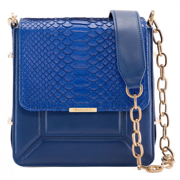Aleksandra Badura - Candy Bag - Python & Calfskin Shoulder Bag - Blue China - Luxury High Quality Leather Bag
