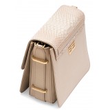 Aleksandra Badura - Candy Bag - Python & Calfskin Shoulder Bag - Sand - Luxury High Quality Leather Bag