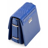 Aleksandra Badura - Candy Bag - Python & Calfskin Shoulder Bag - Blue China - Luxury High Quality Leather Bag