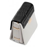 Aleksandra Badura - Candy Bag - Python & Calfskin Shoulder Bag - Black & White - Luxury High Quality Leather Bag