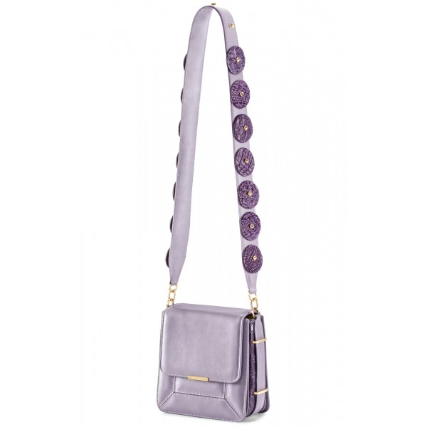 Aleksandra Badura - Candy Bag - Crocodile & Calfskin Shoulder Bag - Violet - Luxury High Quality Leather Bag