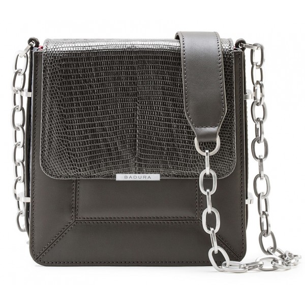 Aleksandra Badura - Candy Bag - Lizard & Crockodile Shoulder Bag - Graphite - Luxury High Quality Leather Bag