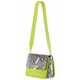 Aleksandra Badura - Candy Bag Large - Python & Calfskin Shoulder Bag - Lime Stone - Luxury High Quality Leather Bag