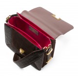 Aleksandra Badura - Candy Bag Large - Python & Calfskin Shoulder Bag - Cocoa - Luxury High Quality Leather Bag