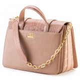 Aleksandra Badura - Candy Bag Postina - Alligator & Calfskin Shoulder Bag - Blush - Luxury High Quality Leather Bag