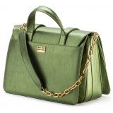 Aleksandra Badura - Candy Bag Postina - Calfskin Shoulder Bag - Olive - Luxury High Quality Leather Bag