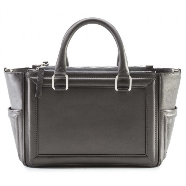 Aleksandra Badura - Ladylike Bag - Calfskin Top-Handle Tote Bag - Metallic Grey - Luxury High Quality Leather Bag