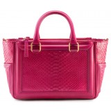 Aleksandra Badura - Ladylike Bag - Calfskin & Python Top-Handle Tote Bag - Fuchsia - Luxury High Quality Leather Bag