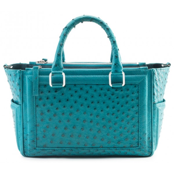 Aleksandra Badura - Ladylike Bag - Ostrich Top-Handle Tote Bag - Turquoise - Luxury High Quality Leather Bag