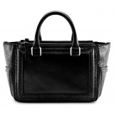 Aleksandra Badura - Ladylike Bag - Goatskin & Python Top-Handle Tote Bag - Onyx - Luxury High Quality Leather Bag