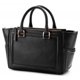 Aleksandra Badura - Ladylike Bag - Goatskin Top-Handle Tote Bag - Onyx - Luxury High Quality Leather Bag
