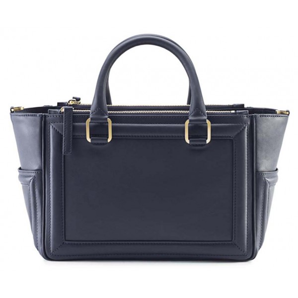 Aleksandra Badura - Ladylike Bag - Calfskin Top-Handle Tote Bag - Midnight Blue - Luxury High Quality Leather Bag