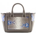 Aleksandra Badura - Ladylike Bag - Calfskin & Python Top-Handle Tote Bag - Grey & Iris - Luxury High Quality Leather Bag