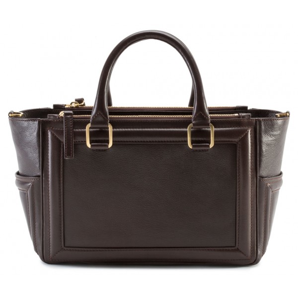 Aleksandra Badura - Ladylike Bag - Calfskin Top-Handle Tote Bag - Chocolate - Luxury High Quality Leather Bag
