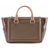 Aleksandra Badura - Ladylike Bag - Calfskin & Python Top-Handle Tote Bag - Taupe & Purple - Luxury High Quality Leather Bag