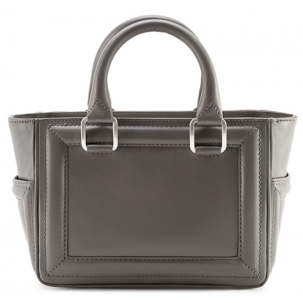 Aleksandra Badura - Ladylike Mini Bag - Calfskin Top-Handle Tote Bag - Graphite - Luxury High Quality Leather Bag