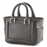 Aleksandra Badura - Ladylike Mini Bag - Calfskin Top-Handle Tote Bag - Graphite - Luxury High Quality Leather Bag