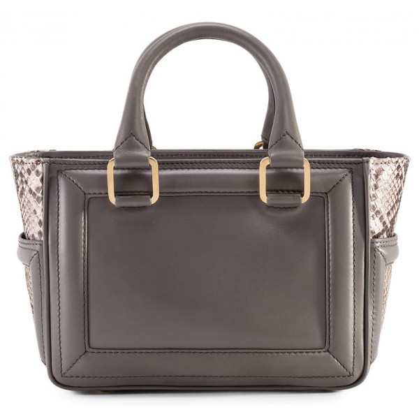 Aleksandra Badura - Ladylike Mini Bag - Calfskin & Python Top-Handle Tote Bag - Elephant Grey - Luxury High Quality Leather Bag