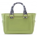 Aleksandra Badura - Ladylike Mini Bag - Calfskin & Python Top-Handle Tote Bag - Lime & Stone - Luxury High Quality Leather Bag