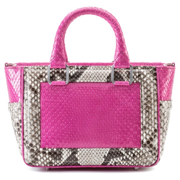 Aleksandra Badura - Ladylike Mini Bag - Python Top-Handle Tote Bag - Candy Pink & Stone - Luxury High Quality Leather Bag