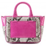 Aleksandra Badura - Ladylike Mini Bag - Python Top-Handle Tote Bag - Candy Pink & Stone - Luxury High Quality Leather Bag