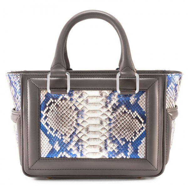 Aleksandra Badura - Ladylike Mini Bag - Calfskin & Python Top-Handle Tote Bag - Iris - Luxury High Quality Leather Bag