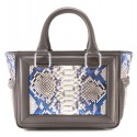 Aleksandra Badura - Ladylike Mini Bag - Calfskin & Python Top-Handle Tote Bag - Iris - Luxury High Quality Leather Bag