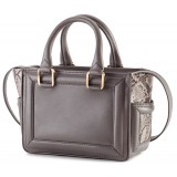 Aleksandra Badura - Ladylike Mini Bag - Calfskin & Python Top-Handle Tote Bag - Elephant Grey - Luxury High Quality Leather Bag