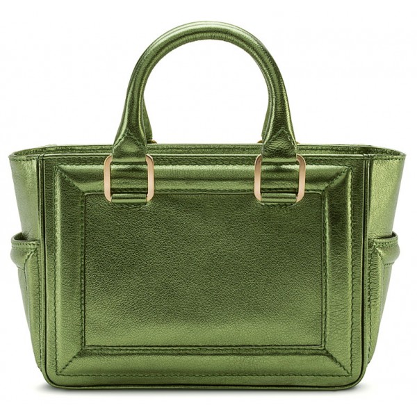 Aleksandra Badura - Ladylike Mini Bag - Calfskin Top-Handle Tote Bag - Olive - Luxury High Quality Leather Bag