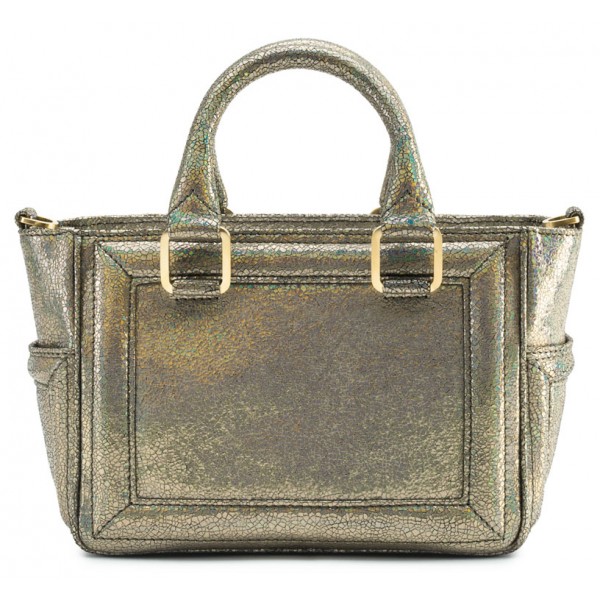 Aleksandra Badura - Ladylike Mini Bag - Calfskin Crackle Top-Handle Tote Bag - Olive - Luxury High Quality Leather Bag