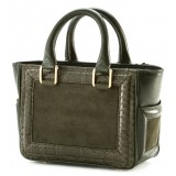 Aleksandra Badura - Ladylike Mini Bag - Calfskin & Python Top-Handle Tote Bag - Olive - Luxury High Quality Leather Bag