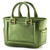 Aleksandra Badura - Ladylike Mini Bag - Calfskin Top-Handle Tote Bag - Olive - Luxury High Quality Leather Bag