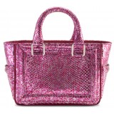 Aleksandra Badura - Ladylike Mini Bag - Borsa in Pitone - Rosa Crackle - Borsa in Pelle di Alta Qualità Luxury