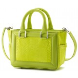 Aleksandra Badura - Ladylike Mini Bag - Calfskin & Python Top-Handle Tote Bag - Lime - Luxury High Quality Leather Bag