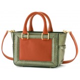 Aleksandra Badura - Ladylike Mini Bag - Calfskin & Python Tote Bag - Tangerine & Green - Luxury High Quality Leather Bag