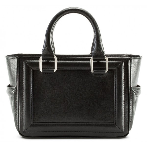 Aleksandra Badura - Ladylike Mini Bag - Goatskin Top-Handle Tote Bag - Carbon Black - Luxury High Quality Leather Bag