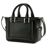 Aleksandra Badura - Ladylike Mini Bag - Goatskin Top-Handle Tote Bag - Carbon Black - Luxury High Quality Leather Bag